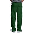 thumbnail image 4 of Hsovts Men's Heavyweight Fleece Cargo Sweatpants Loose Fit Open Bottom Cargo Pants Size S-5XL Dark Green L, 4 of 8