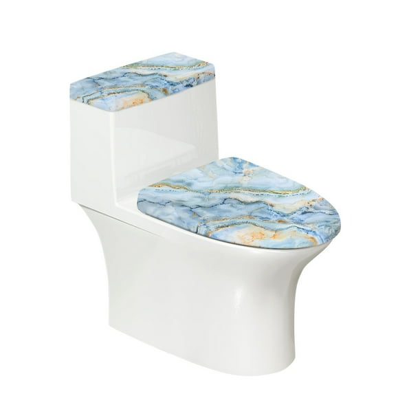 Yuyamidu Blue Marble Print Toilet Lid Covers for Bathroom Set Soft Toilet Lid Dust Cover and Toilet Tank Lid Cover Home Decor 2 PCS Toilet Tank Cover Keep Toilet Clean