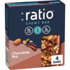 Ratio Chewy Protein Bar, Chocolate Nut, 11g Protein, Keto Friendly, 5.6 oz (4 Bars)