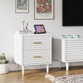 thumbnail image 3 of White Night Stand, Bedside Table, Nightstands with Drawer Storage Bed Side Table End Table Large Modern Wood Wide Bedside Stand Mid Century Night Stands for Bedroom Living Room Sofa Couch Office, 3 of 10