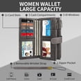 thumbnail image 4 of Wallet for Women Large Capacity Credit Card Holder Rfid Wallet Women Double Zipper Pocket Ladies Bifold Wristlet Clutch Leather Wallet,Black, 4 of 7