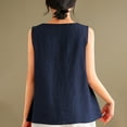 thumbnail image 7 of Ohufall Cotton Linen Tank Tops for Women Fashion Casual Solid Color V-Neck Blouses Tops Summer Comfy Relaxed Fit Sleeveless Beach Shirts, 7 of 7