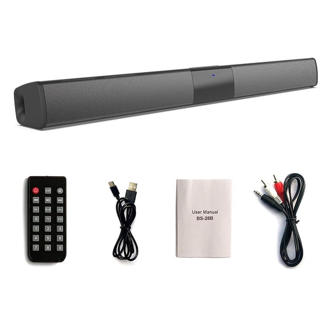 Barra de sonido BS28B con Bluetooth, altavoz estéreo de larga duración para cine en casa, altavoz portátil inalámbrico multifuncional de escritorio