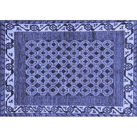 Ahgly Company Machine Washable Indoor Rectangle Southwestern Blue Country Area Rugs, 7' x 10'