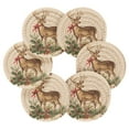thumbnail image 7 of 6 Pcs Drink Coasters with Holder 3.94in Woven Coasters for Drinks Christmas Deer with Greenery Coaster Set for Protection Table, 7 of 7