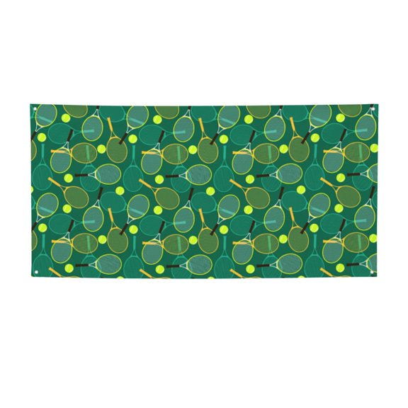 Picia Tennis Rackets and Balls Pattern Party Banner, Festive Decoration, Holiday Banner, Celebration Decor, Event Banner, Reusable Party Banner-Small