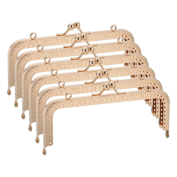 Marcos de Monedero de Metal, 5.9" 6Pack Marco de Cierre de Beso para Bolsas de Monedas DIY, Dorado