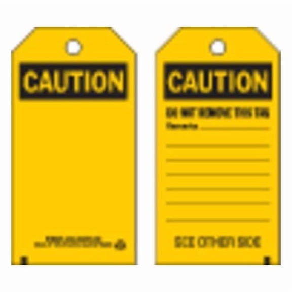 Brady Caution Tag,7 in H,4 in W,Polyester,PK10 86514