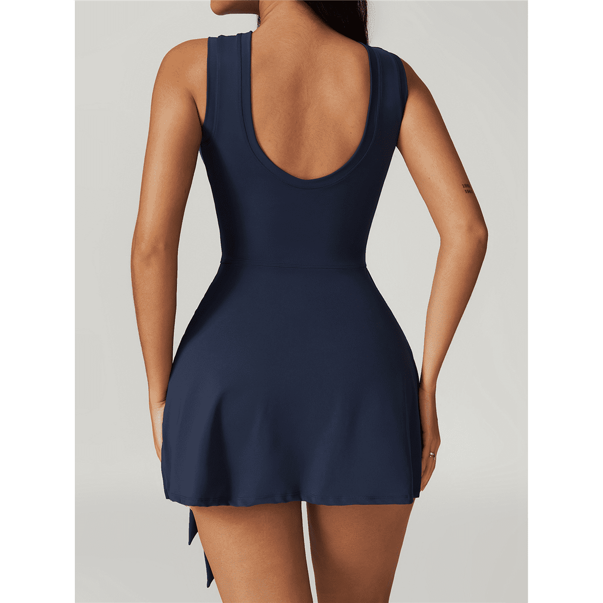 Womens High Neck Tennis Dress Sleeveless Wrap Skirt Built in Shorts Golf Athletic Dress Workout Rompers Badge Blue XL
