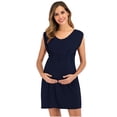 thumbnail image 2 of gakvbuo Maternity Dress For Women Plus Size Summer Baby Shower Pregnancy Dresses For Photoshoot Maternity Clothing Summer Solid Color Print Short Sleeve Pregnant Woman Clothe Breastfeeding Dress, 2 of 7