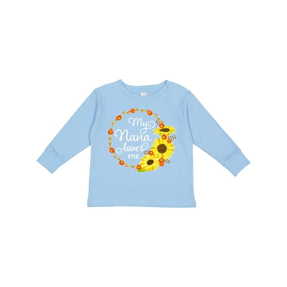 Inktastic My Nana Loves Me with Sunflower Wreath Boys or Girls Long Sleeve Toddler T-Shirt
