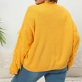 thumbnail image 4 of Holiday Usmixi Womens Sweater Winter Plus Size Sweater for Women Long Sleeve V Neck Casual Solid Tunic Tops Ladies Cozy Knitted Ribbed Pullover Sweater with Tassel Big Saving, 4 of 4