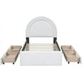 thumbnail image 5 of Twin Size Teddy Upholstered Platform Bed with Four Drawers Underneath,Twin Bed Frame with Curve-Shaped Headboard,White, 5 of 6