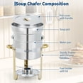 thumbnail image 2 of Soup Chafer 11QT Large Capacity Soup Chafer Sets of 2, Stainless Steel Round Soup Warmer w/Pot, Notched Lid & Fuel Holder, Catering Marmite for Party, Buffet, Event & Commercial Food Service, 2 of 8