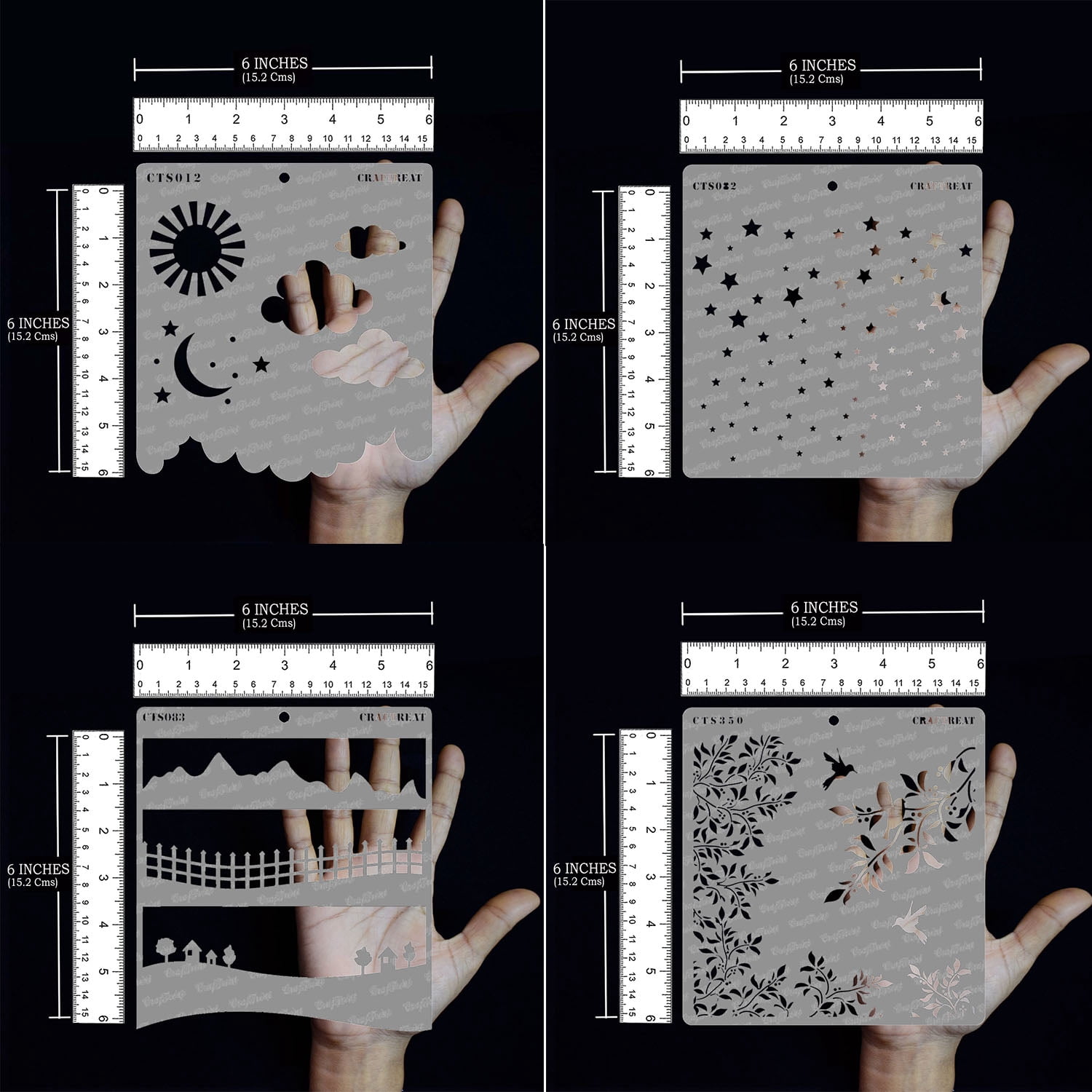 CrafTreat Stern-Schablonen Set – 6x6 Zoll Wiederverwendbare Mal-Schablonen Für Holz, Leinwand, Wände, Stoff, DIY Deko