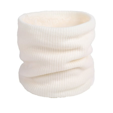 Winter Fleece Lined Knitted Neck Warmer Scarf Double-Layer Neck Gaiter for Women Mens