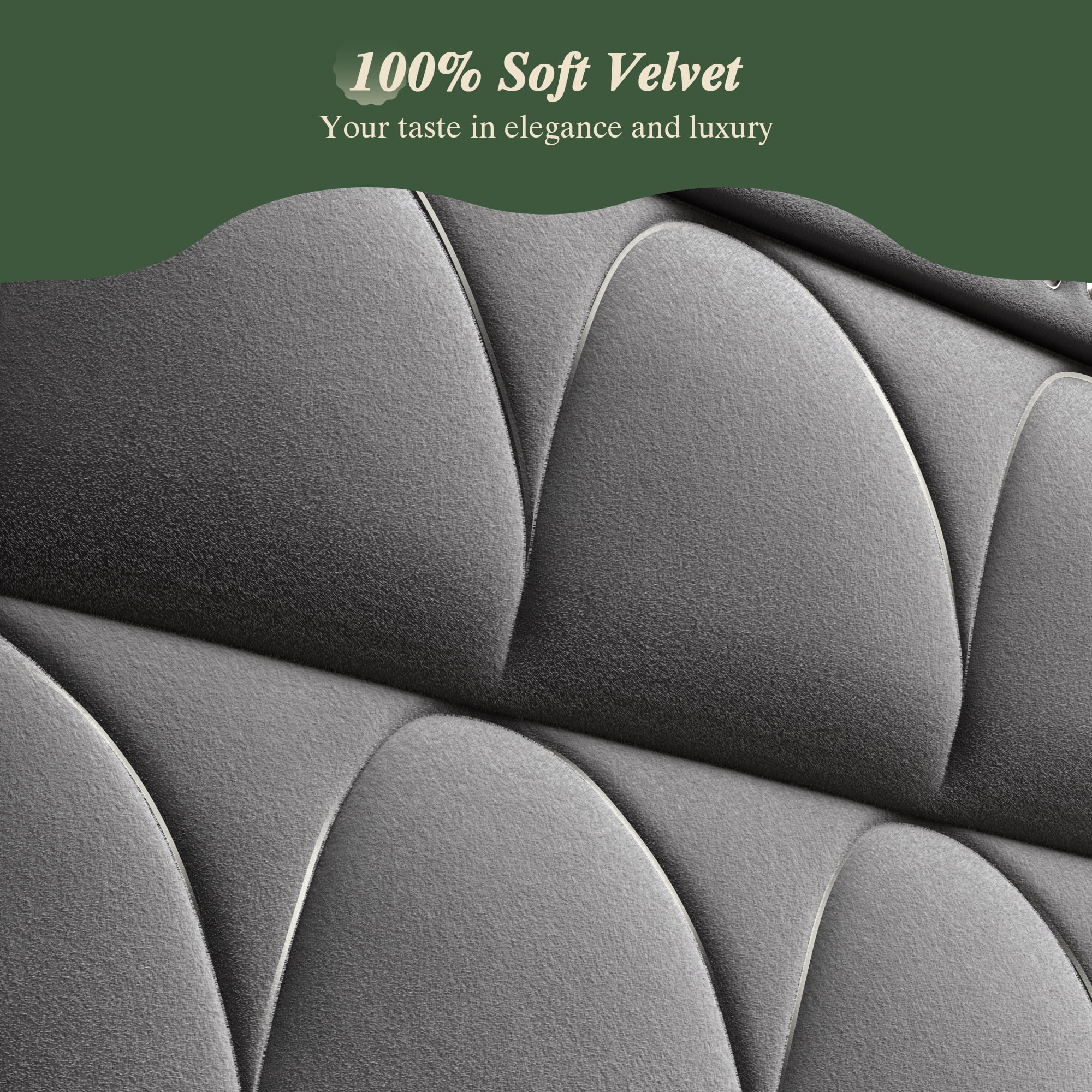 BrooveWave 56" High Back Velvet Upholstered Wingback Bed Headboard with Nailhead Trim, Adjustable Height Headboard for Queen Beds