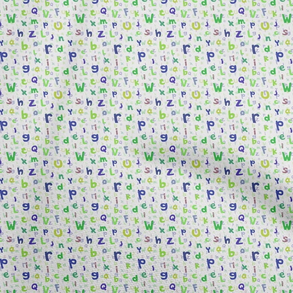 oneOone Polyester Spandex Pear Green Fabric Alphabet Sewing Material Print Fabric By The Yard 56 Inch Wide