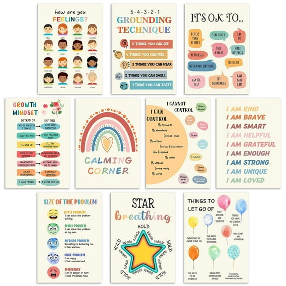 10 Pcs Care Mental Health Posters, Mental Health Matters Poster, Therapy Office Decor, Counseling Office Must Haves, School Counselor Supplies, Mental Health Gifts,Social Worker Office Decor,Child