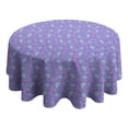 thumbnail image 4 of Purple Cartoon Narwhal Pattern Round Tablecloth 60"x60",Wrinkle Wipeable Table Cloth for Kitchen Dining Room Picnic Patio Party, 4 of 6