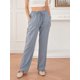 thumbnail image 4 of Lucakuins Pantalones de pierna ancha para mujer, cintura elástica con cordón, pantalones largos sueltos sólidos, ropa de calle para uso diario informal Lucakuins moda, 4 of 9