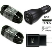 Adaptive Fast Charging Kit! for Samsung Galaxy A8 Star (A9 Star), AFC Wall Charger + Dual Port Car Charger + 2x Type-C Cable