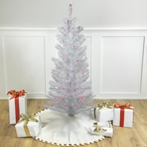 Northlight 4' Pre-lit White Iridescent Pine Artificial Christmas Tree - Pink Lights