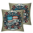 thumbnail image 2 of Nawypu Happy Memorial Day Throw Pillow Cover Sketch of American Patriotic Flags and Country Decorative Square Pillow Case for Home Bedroom Living Room Cushion Cover  2pcs White, 2 of 6