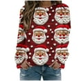 thumbnail image 2 of jjayotai Christmas Sweatshirts for Women, Plus Size 3D Ugly Pink Santa Printed Trendy Christmas Tree Shirts Xmas Outfits Funny Tops Blouses Red XXXXL, 2 of 7