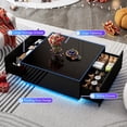 thumbnail image 5 of Aphthongs 43.3 Inch Coffee Table with LED Lights, High Glossy Center Table with 2 Storage Drawers, 5 of 7