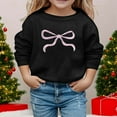 thumbnail image 4 of Girls Sweatshirts Cute Bow Graphic Crew Neck Long Sleeve Pullover Tops For Girls Soft Comfy Unisex Kids Graphic Hoodies Black 5-6 Years, 4 of 4