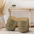 thumbnail image 5 of 2 Pack Pouf Ottoman,Natural Seagrass Foot Stool,Hand Weaving Round Ottoman,for Living Room,Leisure Ottoman, 5 of 12