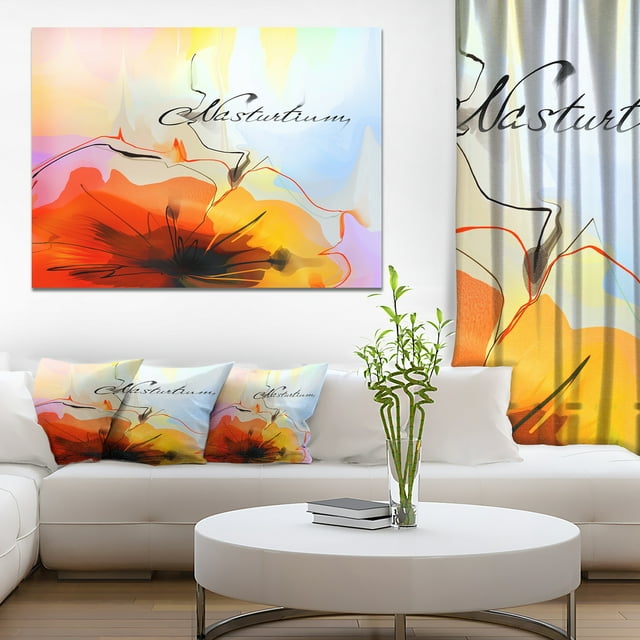 Watercolor Nasturtium Flower - Extra Large Floral Wall Art