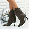 thumbnail image 2 of Stylish Stiletto Mid Calf Western Boots Featuring Edgy Studded And A Sleek Pointed Toe Design For A Modern And Fashion Statement, 2 of 7