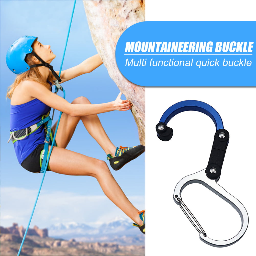 Blue D-ring Backpack Carabiner Outdoor Camping Rotating Clip Buckle Hook L&6 