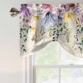 thumbnail image 4 of Wild Flowers Tie Up Valance Curtains for Windows, Kitchen Curtains Window Treatments, Vintage Country Floral Leaf Plant Beige Short Window Shades Valances for Bedroom Bathroom Cafe 54"x18", 4 of 8