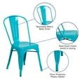 thumbnail image 3 of Flash Furniture Tenley Adult Commercial-Grade Metal Indoor/Outdoor Stackable Dining Chair, Teal, 3 of 12