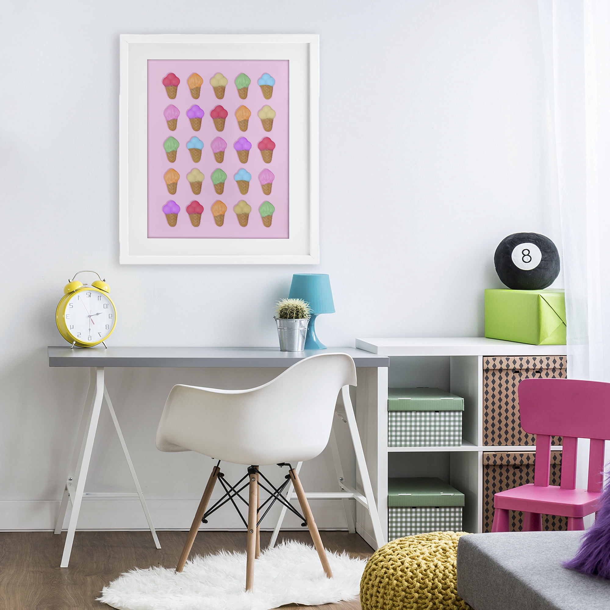 Stupell Industries Ice Cream Shaped Candies White Framed Print Under Glass, design by LISH Creative