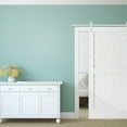 thumbnail image 6 of Premium Horseshoe Barn Door Hardware Set W/ 7' Track For 1 3/4" Doors, Rocket White, 6 of 15