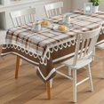 thumbnail image 3 of Brown Checked Rectangle Tablecloth, Brown Lace Vintage Buffalo Plaid Waterproof & StainResistant Tablecloth, Washable Oil-proof Table Cover for Dining/Party/Wedding/Camping/Buffet 54x108 In, 3 of 9