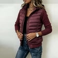 thumbnail image 3 of Luvrsol Winter Coats for Women Hooded Quilted Puffer Jacket Full Zip Warm Coat Outerwear, Wine S-2XL, 3 of 7