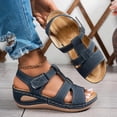 thumbnail image 2 of HVOBTTY Women's Summer Fashion Casual Versatile Sweet Cool Peep Toe Hollow Out Wedge Heel Thick Sole Outdoor Slide Sandals Blue, 37, 2 of 5