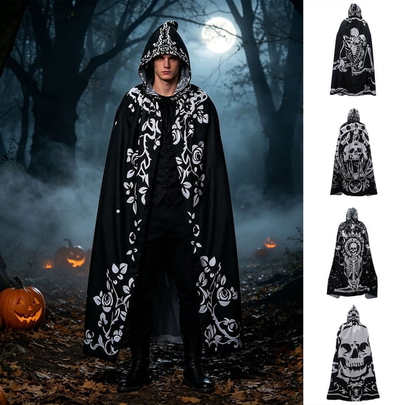 HOWPAY Halloween Capes For Adults Black Devil Wizard Cape Cloak Cosplay Outfit Spooky Role Play Fancy Dress For Masquerade Party Event Halloween Costumes One Size