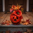 thumbnail image 4 of Artificial Foam Pumpkin Table Centerpiece, Fall Harvest Arrangement with Maple Leaves Berries Sunflower Gourds, Halloween Thanksgiving Decor for Home Dining Table Mantel Shelf, C, 4 of 8