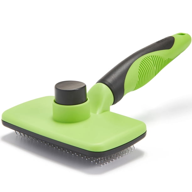 Cepillo autolimpiante OEFEO para perros y gatos, color verde