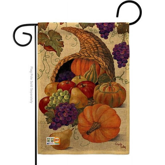 13 x 18.5 in. Cornucopia Burlap Fall Harvest & Autumn Impressions Decorative Vertical Double Sided Garden Flag