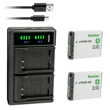 Kastar 2-Pack Battery NP-FR1 and LTD2 USB Charger Replacement for Sony Cyber-Shot DSC-P100PP Cyber-Shot DSC-P100/R Cyber-Shot DSC-P100/S Cyber-Shot DSC-P120 Cyber-Shot DSC-P150 DSC-P150/B Camera