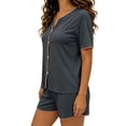 thumbnail image 4 of Diufon Button Down Pajamas Women 2 Piece Casual Short Sleeve V Neck Home & Sleepwear Pjs Summer Short sets, 4 of 6