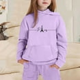 thumbnail image 2 of Girls Autumn and Winter Casual Outfits Set - Children's Long Sleeve Printed Hoodie + Cuffed Sweatpants, 2 of 4