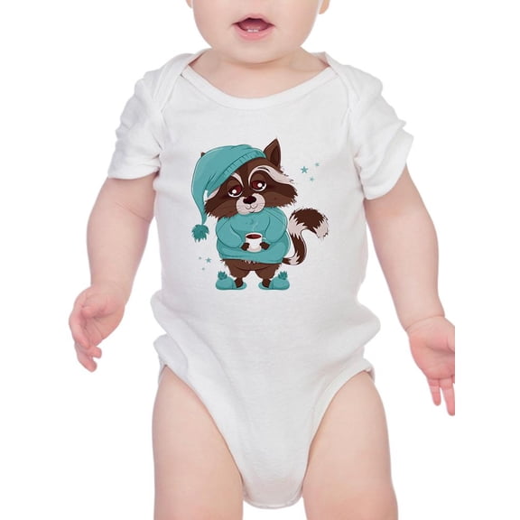 Raccoon In Pajamas With Coffee Bodysuit Infant -Image by Shutterstock, 12 Months